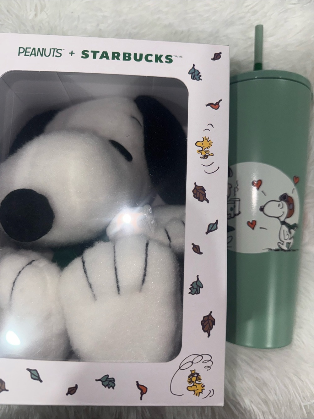 Starbucks Green Snoopy Plush & Tumbler Gift Set